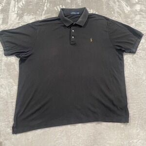 Polo Ralph Lauren Shirt Mens 4XLT Black Polo Short Sleeve Flesh Pony Casual